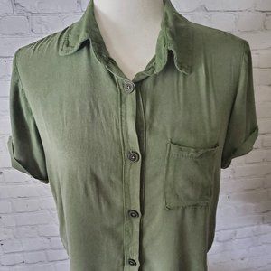 Olive Green Button-down Blouse